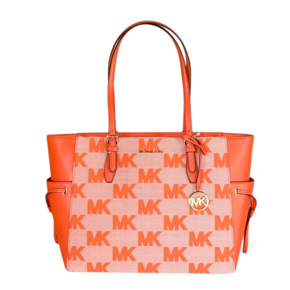 Michael Kors Gilly LG Drawstring Travel Shoulder Tote Bag MK Graphic Logo Poppy - Picture 1 of 13